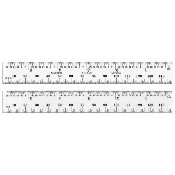 Escala de Aço Fosca 150 Graduações 0,5mm-1/32" 1mm-1/64" - Ref. C636ME-150